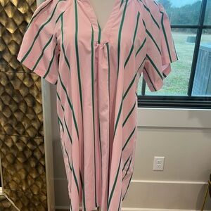 Pink and Green Striped Mini Dress